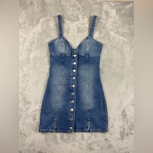 Signature8 Denim Button Down Dress Western Cowgirl In Blue Sz Small